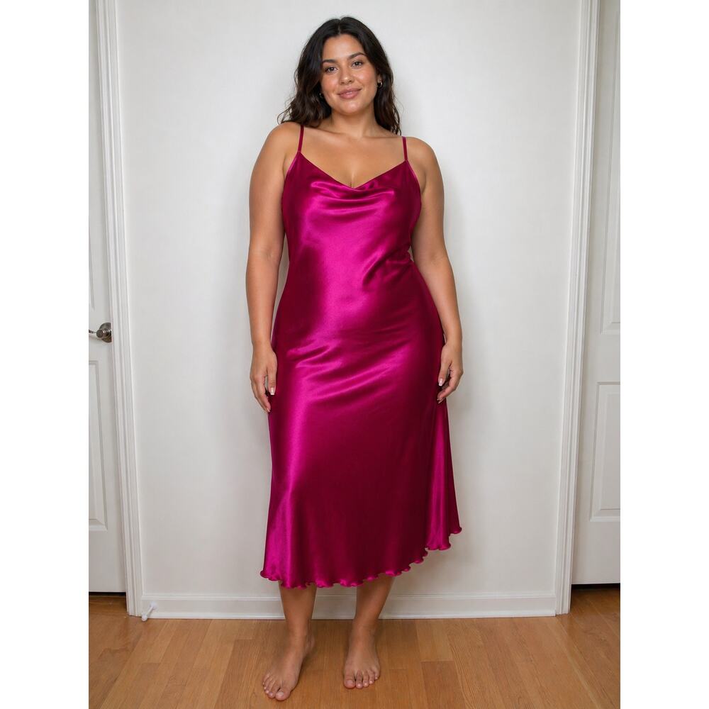 Bebe Satin Slip Dress XL Pink Purple Y2K Coquette Baddie Party Fairy Grunge